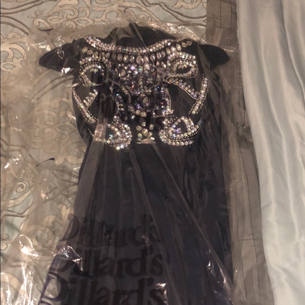 Long navy blue prom dress